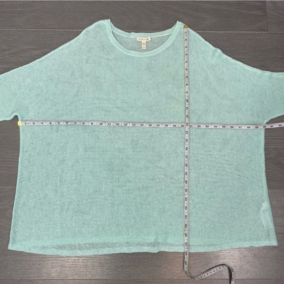 Eileen Fisher Organic Linen Open Knit Top M Boxy Slouchy Dolman Sleeve Sweeter - Picture 15 of 15